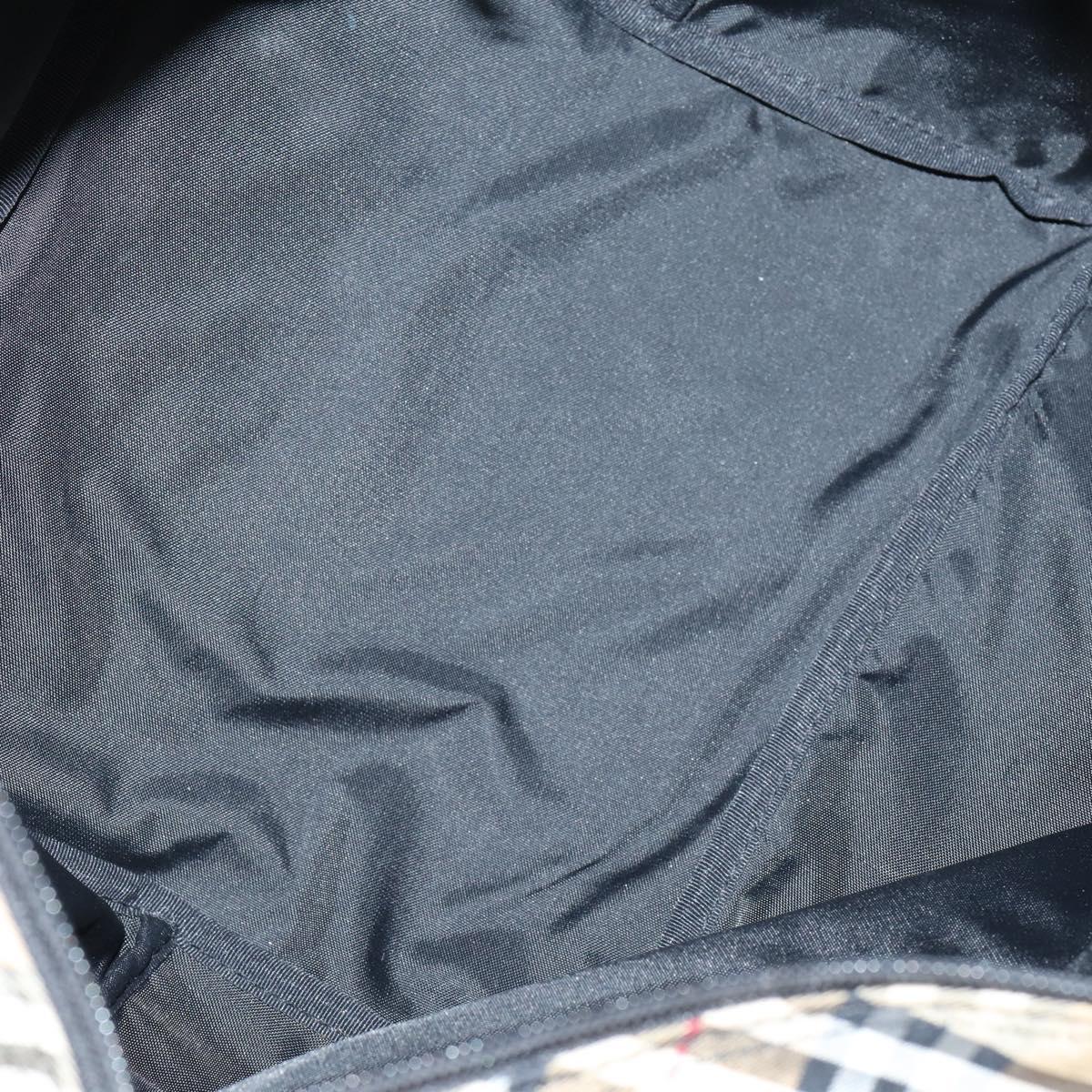 BURBERRY Nova Check Tote Bag PVC Nylon Canvas 5Set Beige Navy Auth bs30285