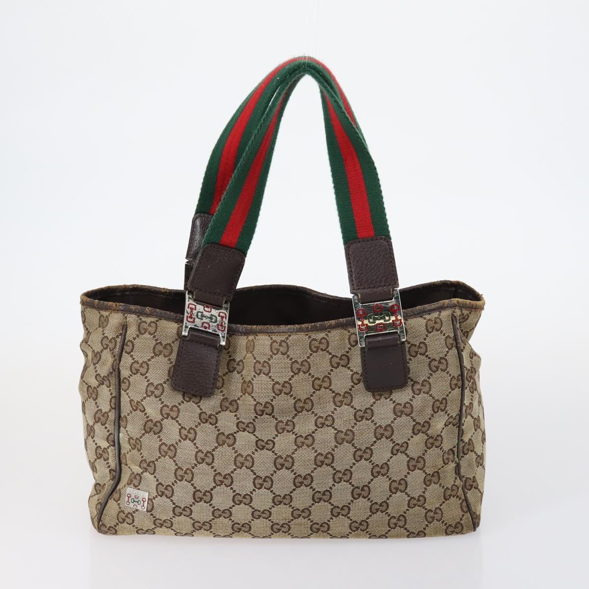 GUCCI GG Canvas Web Sherry Line Bag PVC Nylon 5 Set Red Beige Auth bs30286