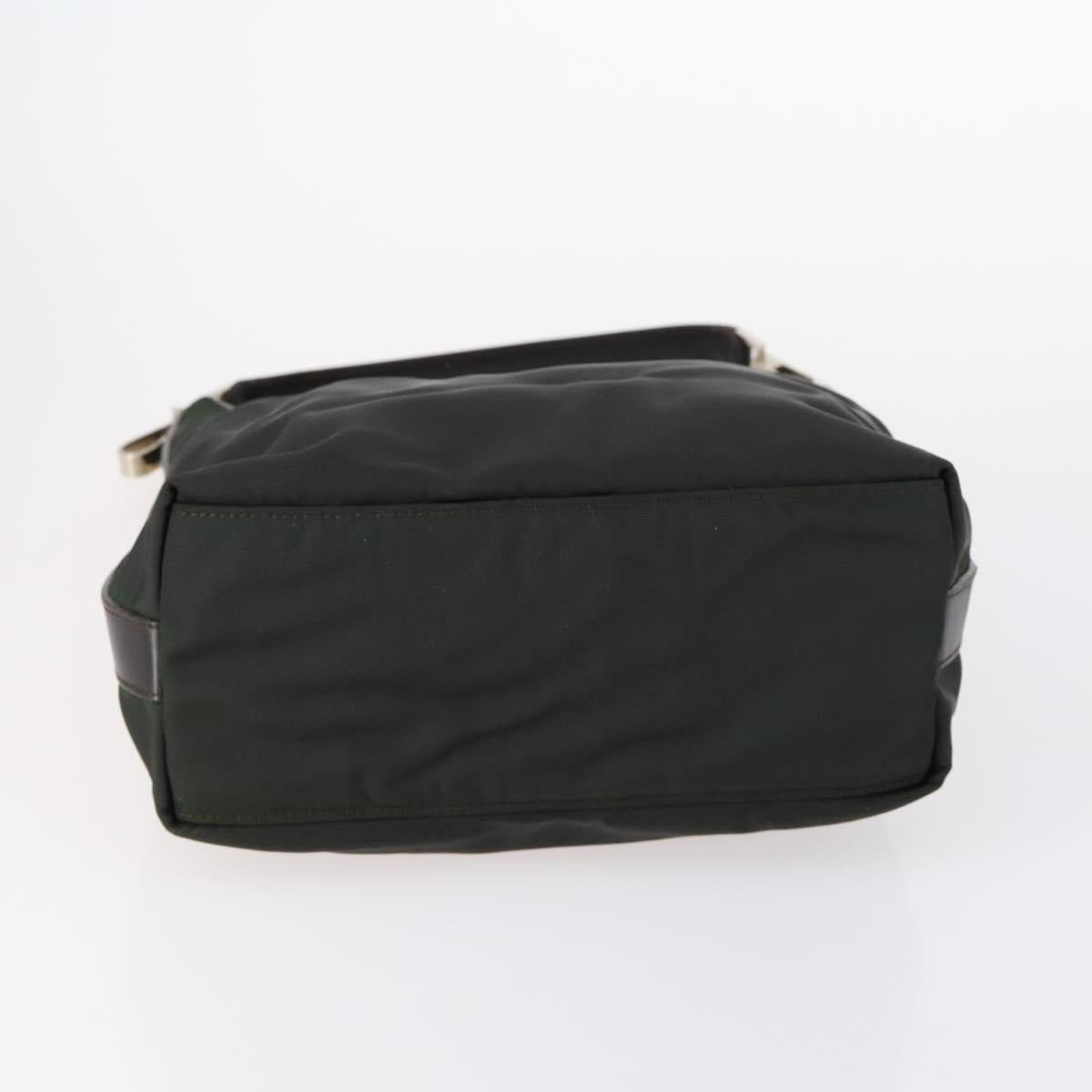 GUCCI Web Sherry Line Hand Bag Leather Nylon 5Set Black Khaki Auth bs30287