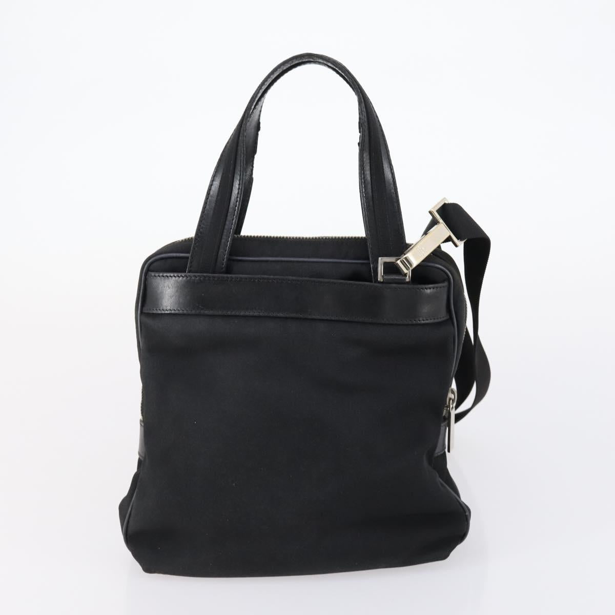 GUCCI Web Sherry Line Hand Bag Leather Nylon 5Set Black Khaki Auth bs30287