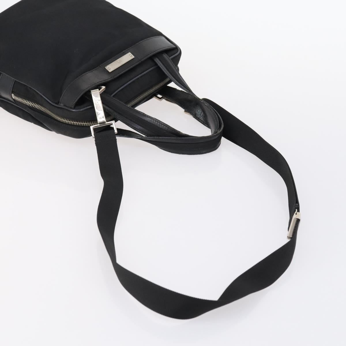 GUCCI Web Sherry Line Hand Bag Leather Nylon 5Set Black Khaki Auth bs30287