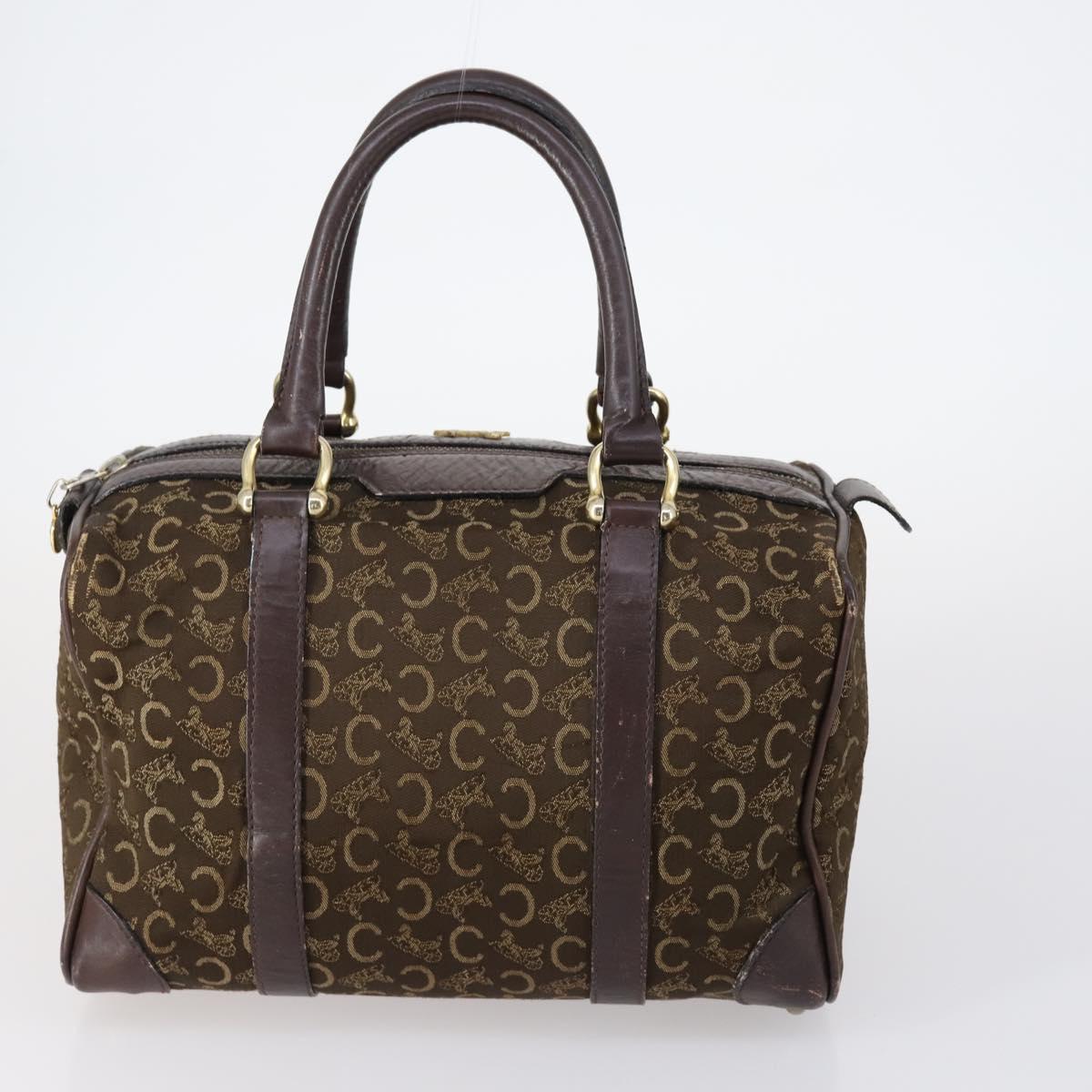 CELINE C Macadam Canvas Hand Bag PVC 3Set Navy Brown Auth bs30288