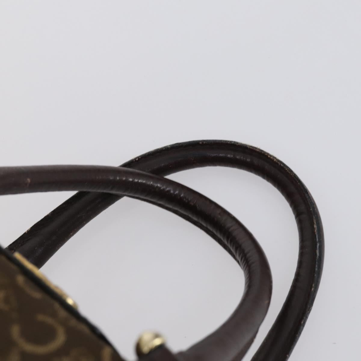 CELINE C Macadam Canvas Hand Bag PVC 3Set Navy Brown Auth bs30288