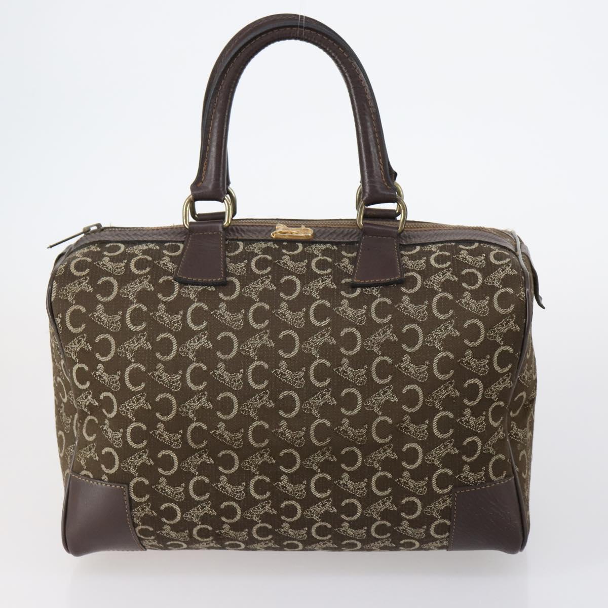 CELINE C Macadam Canvas Hand Bag PVC 3Set Navy Brown Auth bs30288