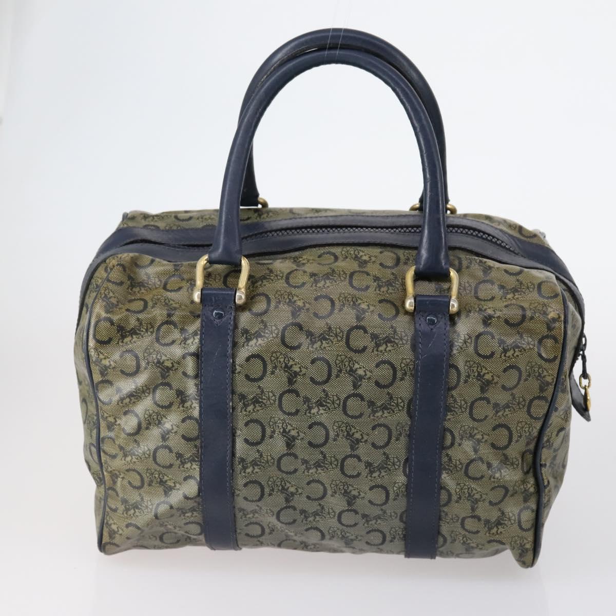 CELINE C Macadam Canvas Hand Bag PVC 3Set Navy Brown Auth bs30288