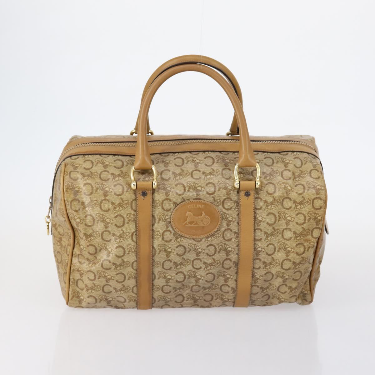 CELINE C Macadam Canvas Bag Nylon PVC Canvas Suede 4 Set Beige Auth bs30289