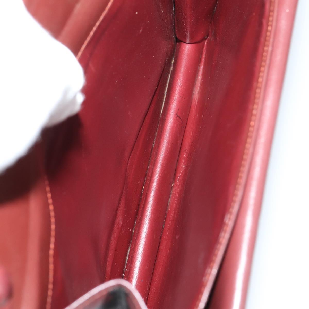 CARTIER Must Line Clutch Bag Leather 5 Set Bordeaux Gold Auth bs30290