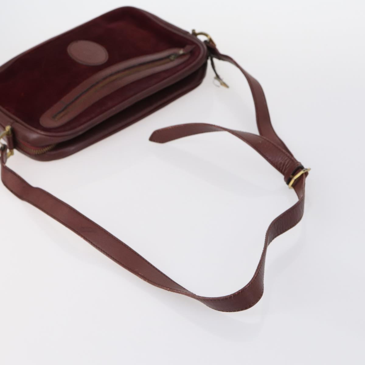 CARTIER Must Line Clutch Bag Leather 5 Set Bordeaux Gold Auth bs30290
