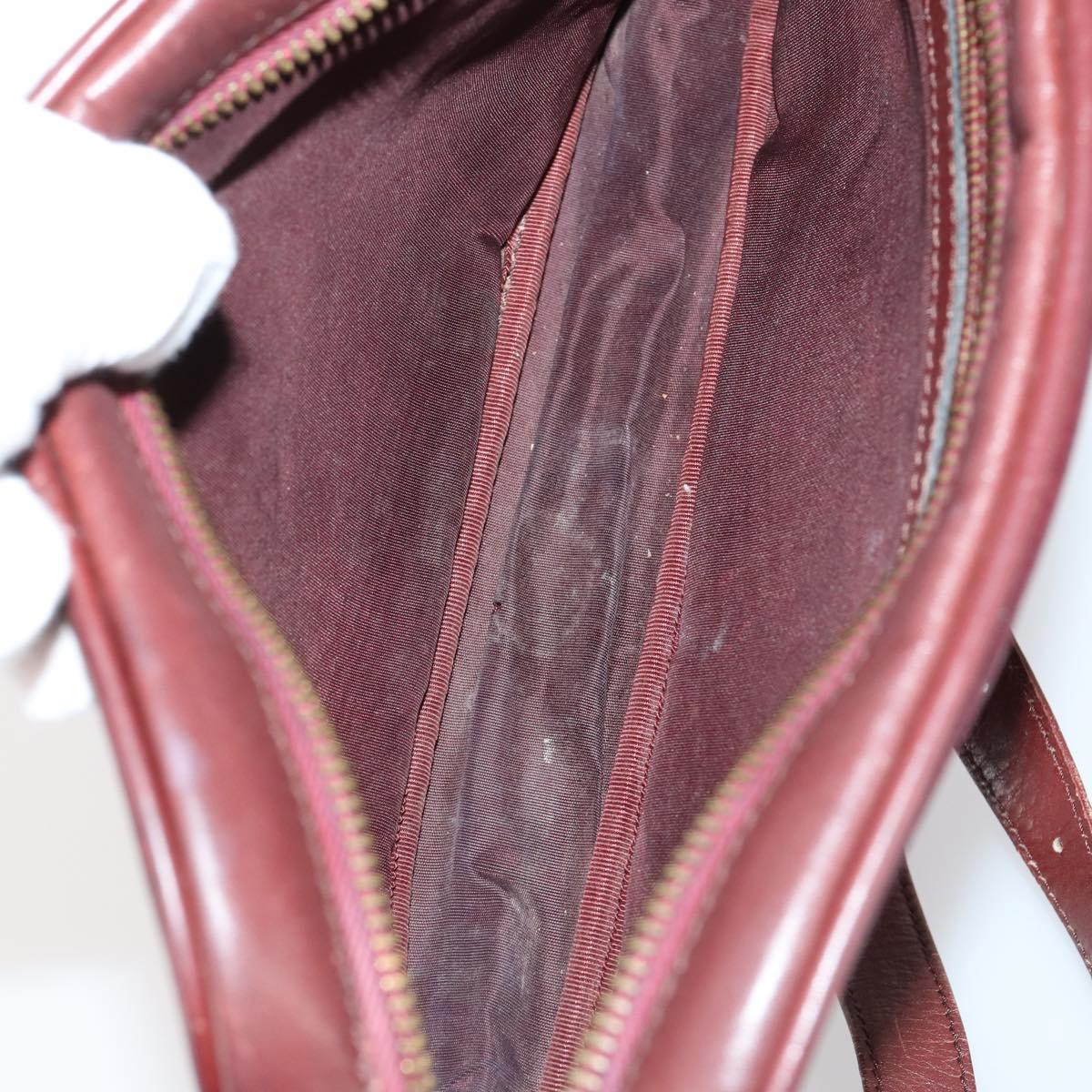 CARTIER Must Line Clutch Bag Leather 5 Set Bordeaux Gold Auth bs30290