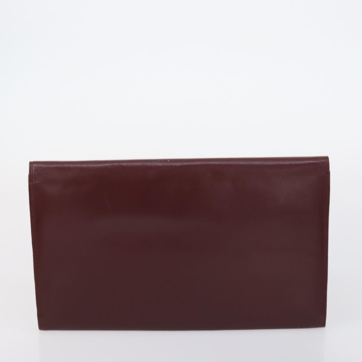 CARTIER Must Line Clutch Bag Leather 5 Set Bordeaux Gold Auth bs30290