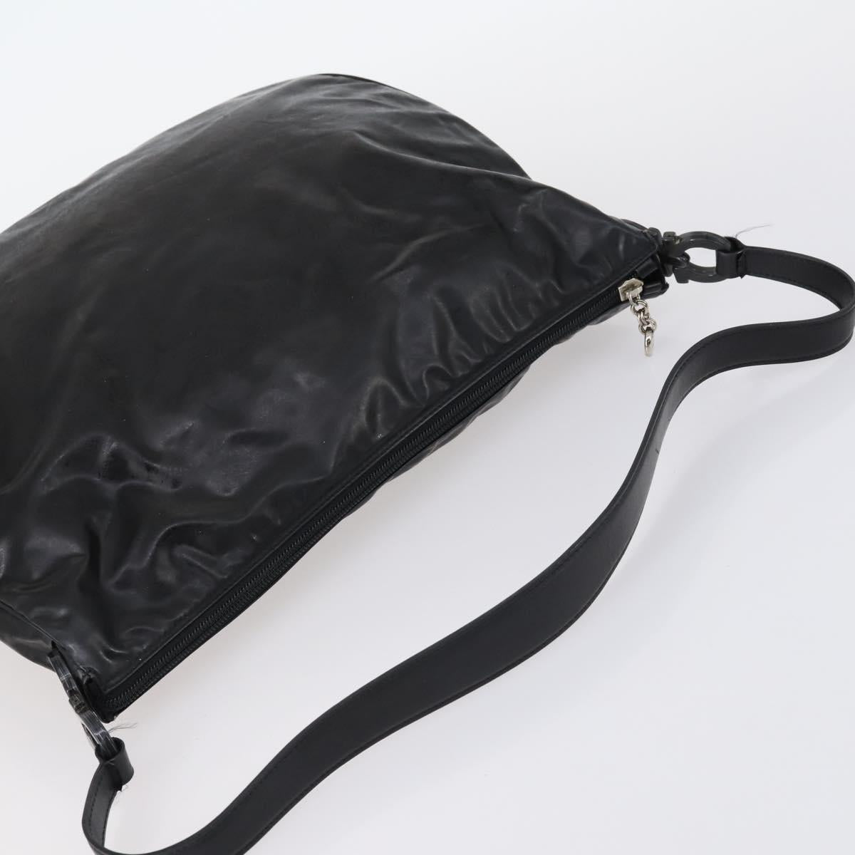 Salvatore Ferragamo Bag Leather Sequin PVC 4 Set Black Beige Silver Auth bs30291