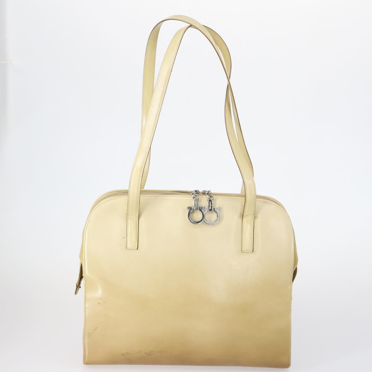 Salvatore Ferragamo Bag Leather Sequin PVC 4 Set Black Beige Silver Auth bs30291