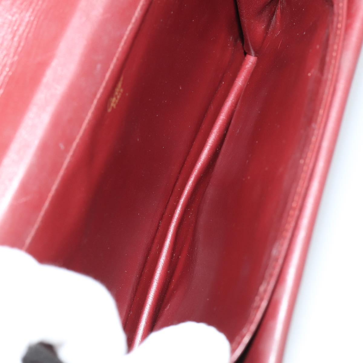 CARTIER Must Line Clutch Bag Leather 4Set Bordeaux Gold Auth bs30292