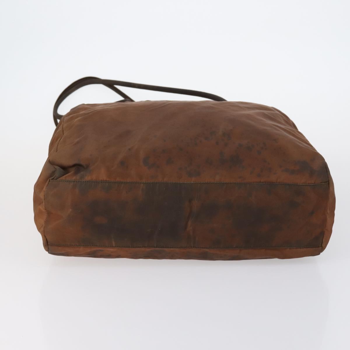 PRADA Tote Bag Nylon Suede 5Set Brown Khaki beige Auth bs30294