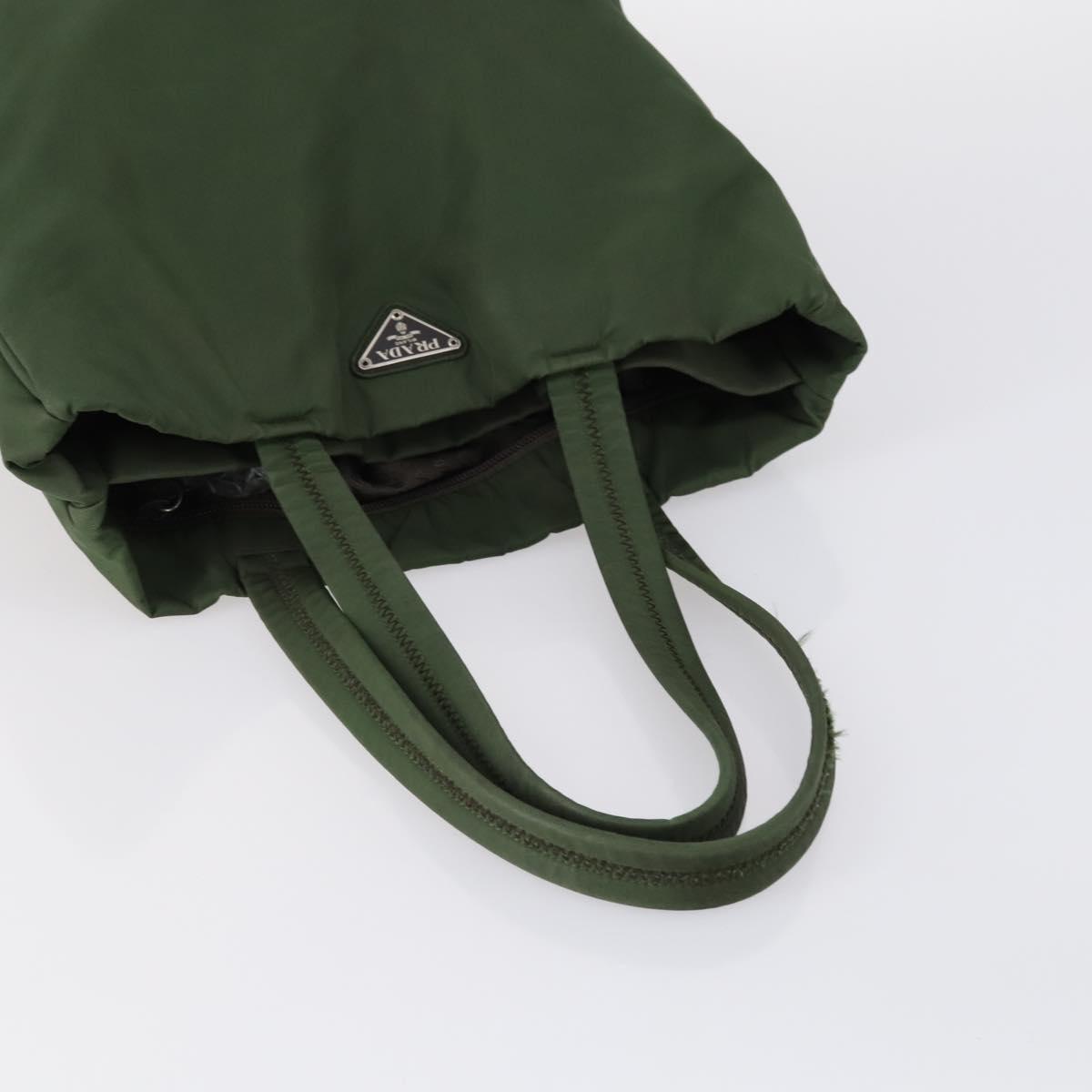 PRADA Tote Bag Nylon Suede 5Set Brown Khaki beige Auth bs30294