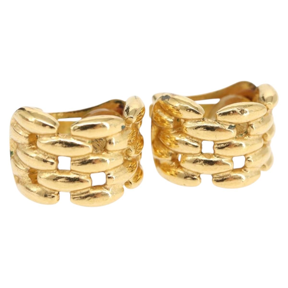 Christian Dior Earring metal Gold Tone Auth bs30301