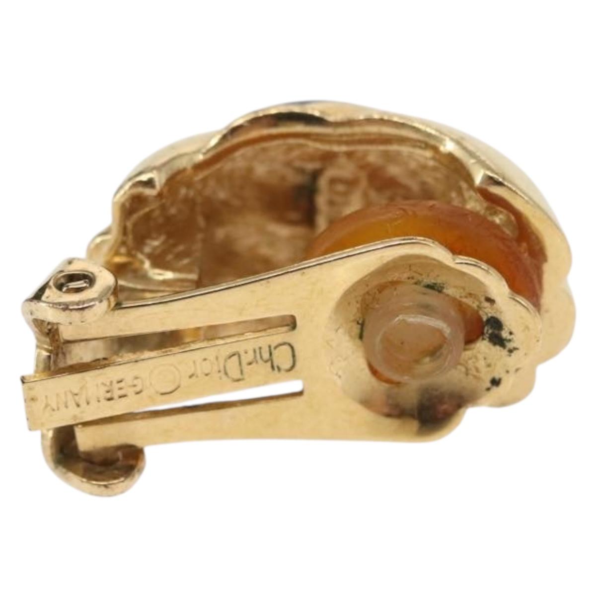 Christian Dior Earring metal Gold Tone Auth bs30303