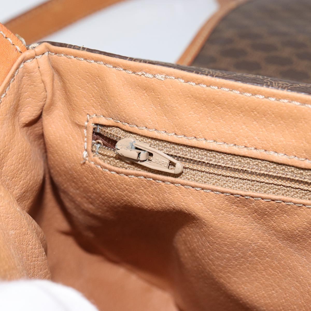 CELINE Macadam Canvas Shoulder Bag PVC Brown Gold Auth bs30306