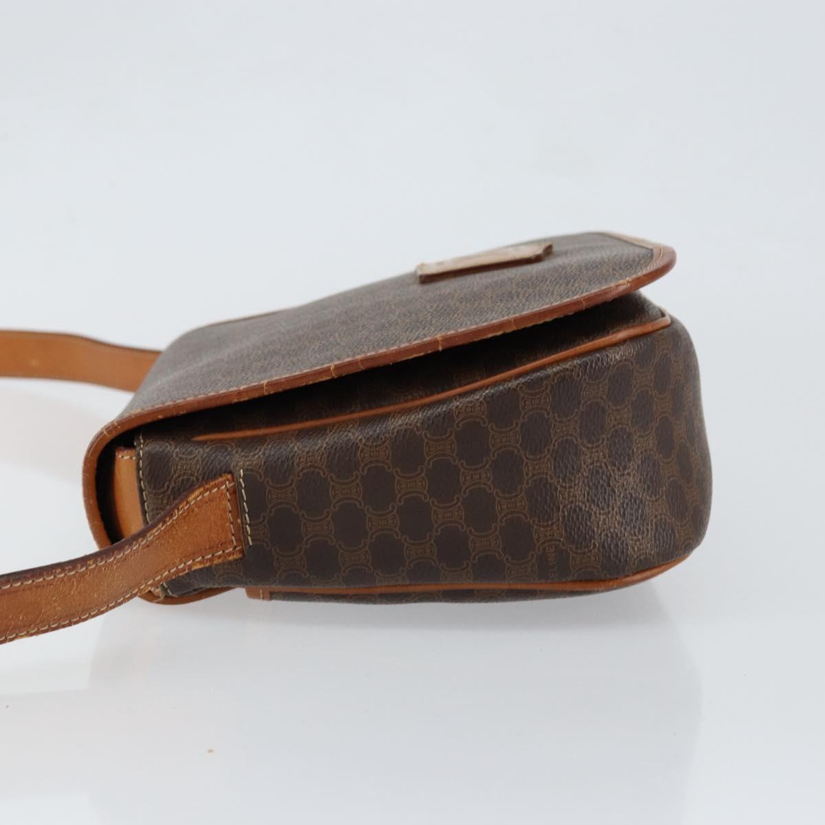 CELINE Macadam Canvas Shoulder Bag PVC Brown Gold Auth bs30306