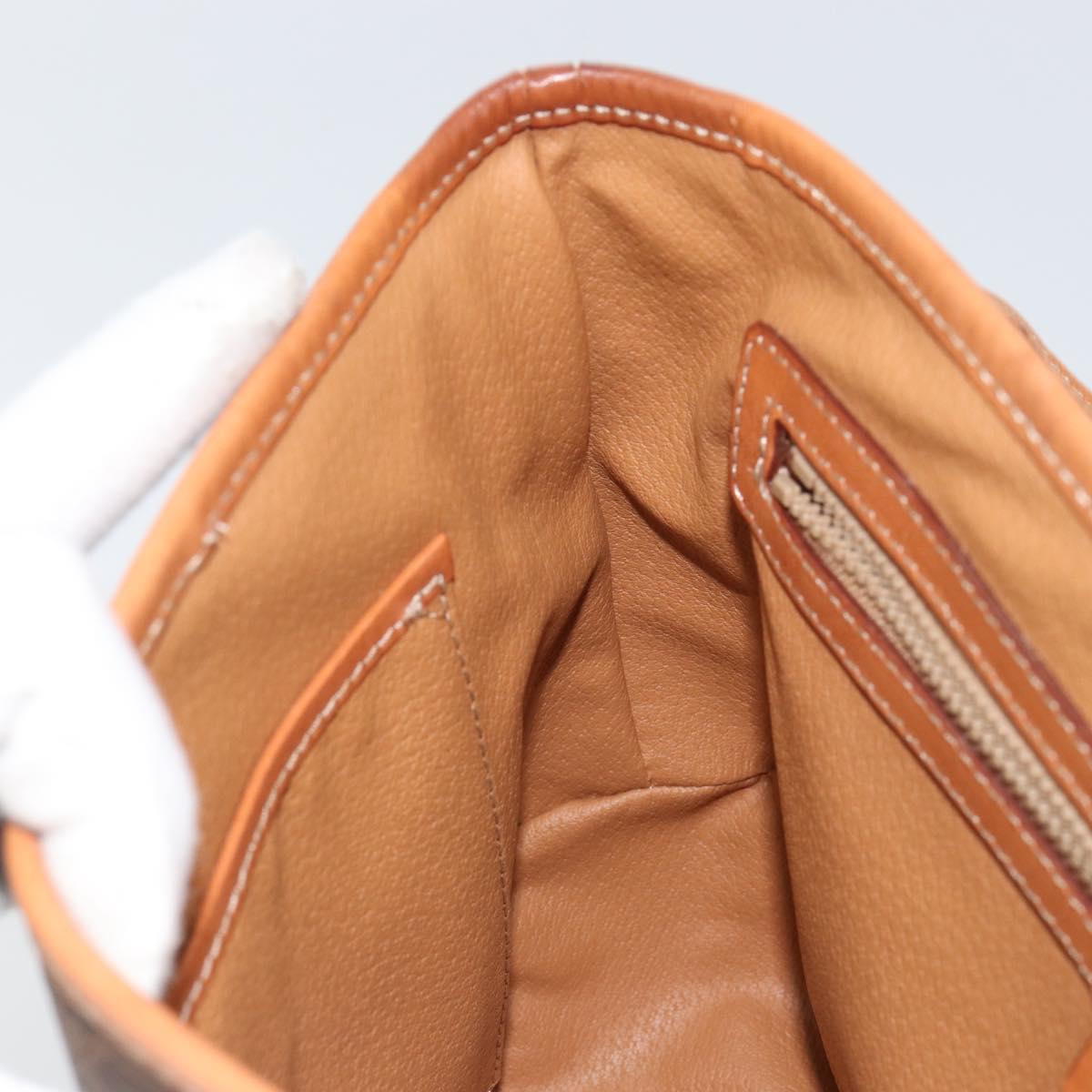 CELINE Macadam Canvas Hand Bag PVC Leather Brown Gold Auth bs30308