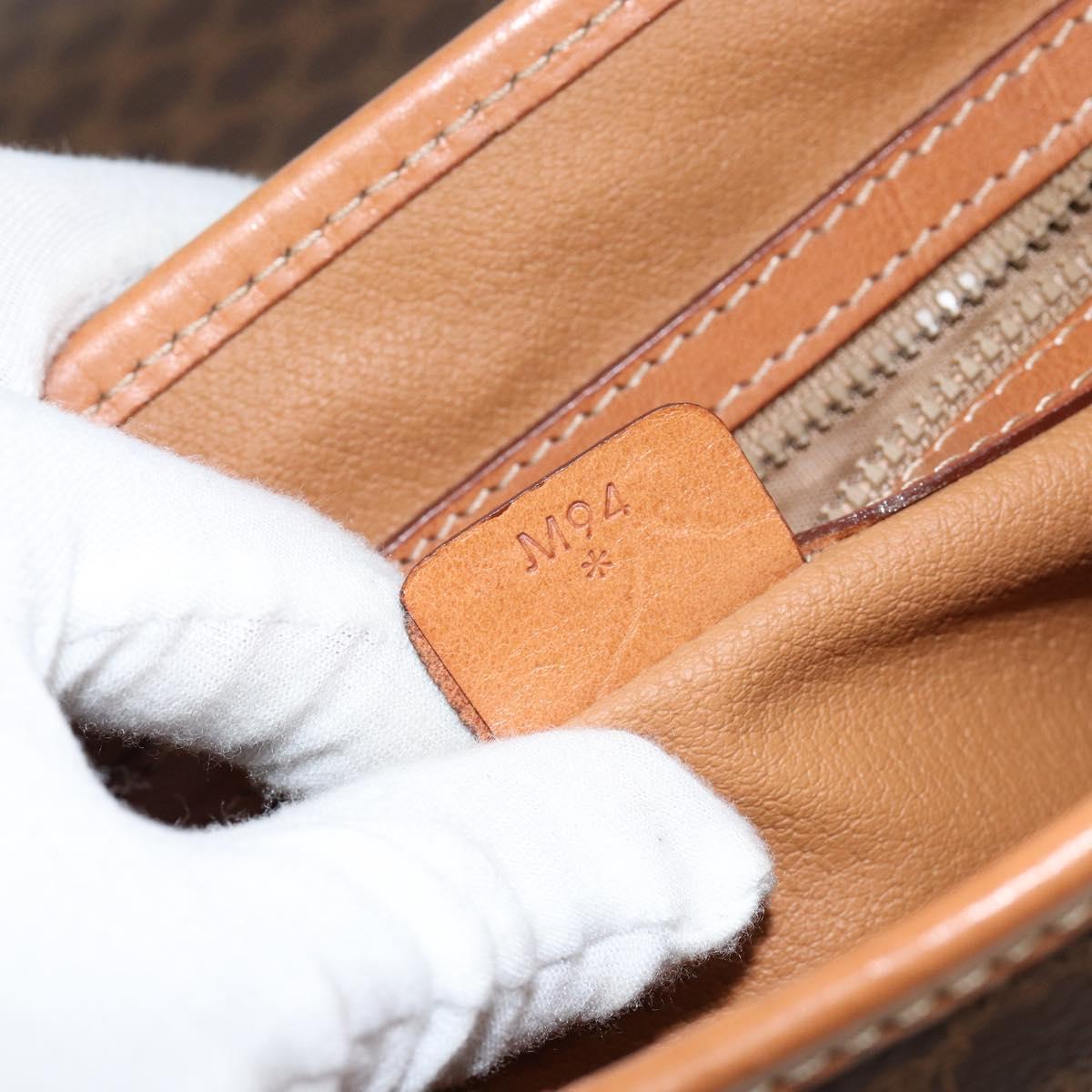 CELINE Macadam Canvas Hand Bag PVC Leather Brown Gold Auth bs30308