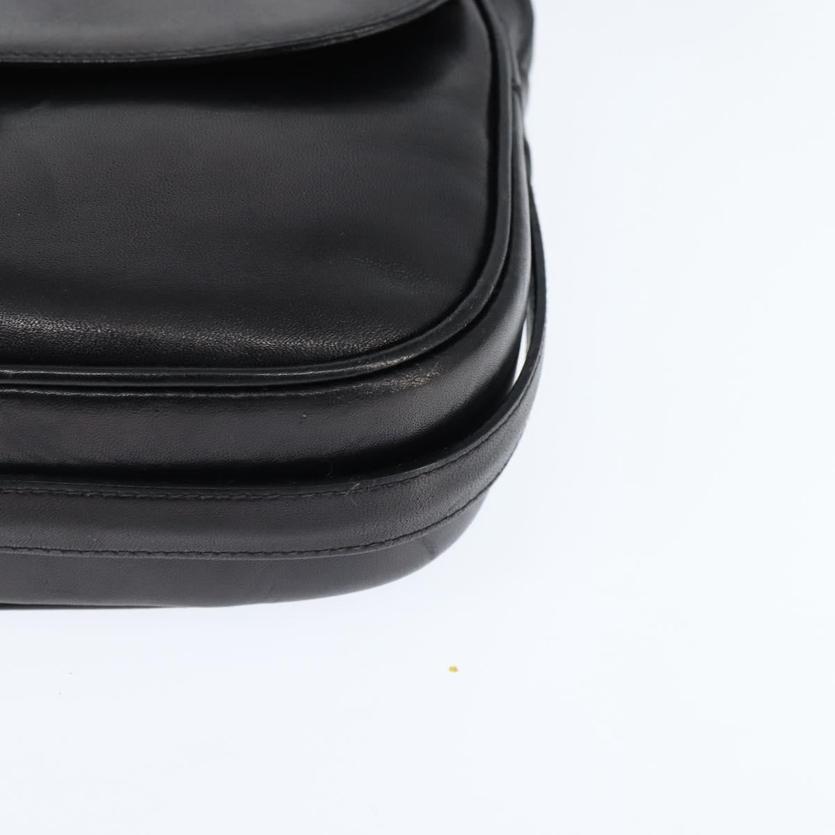 CELINE Shoulder Bag Leather Black Gold Auth bs30310