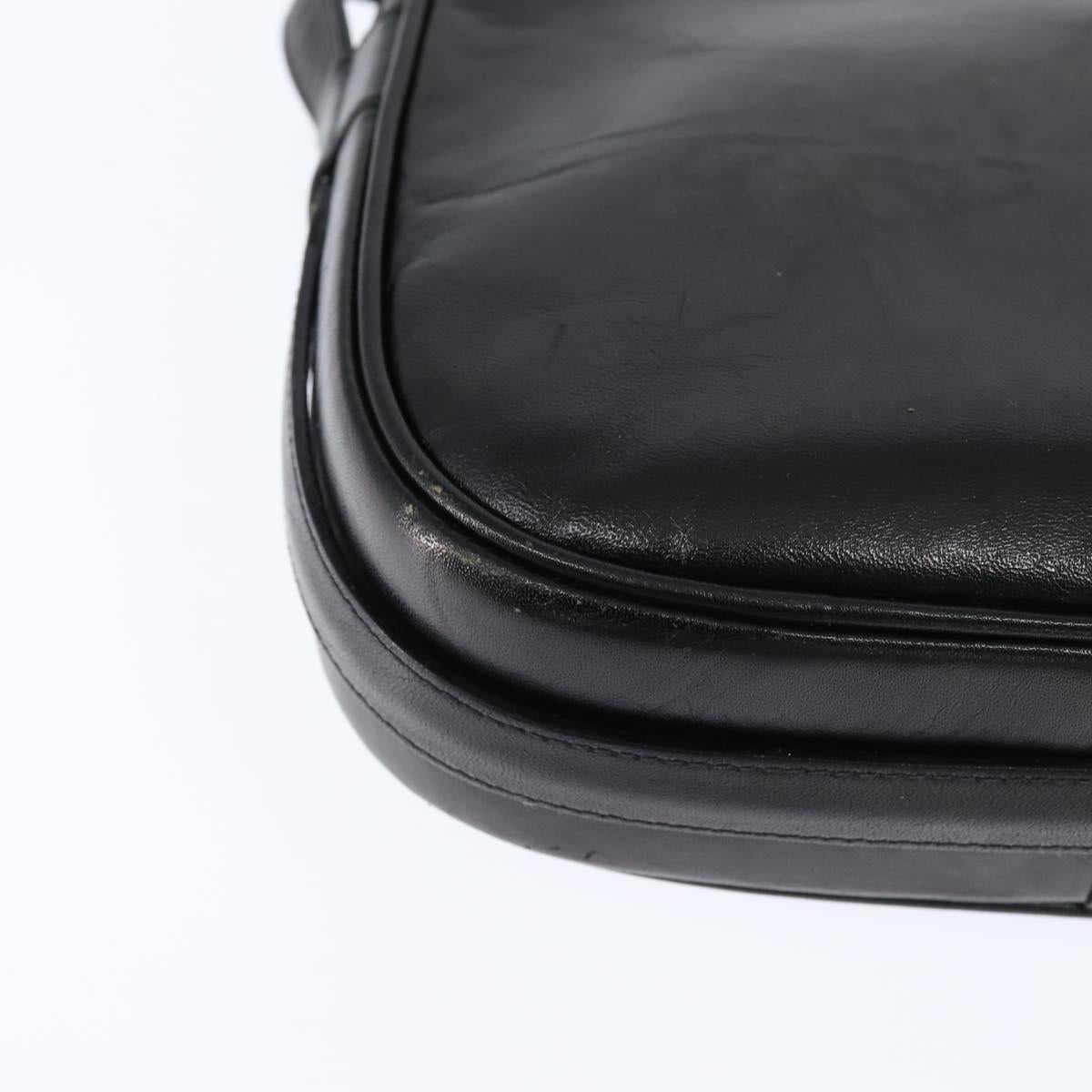 CELINE Shoulder Bag Leather Black Gold Auth bs30310