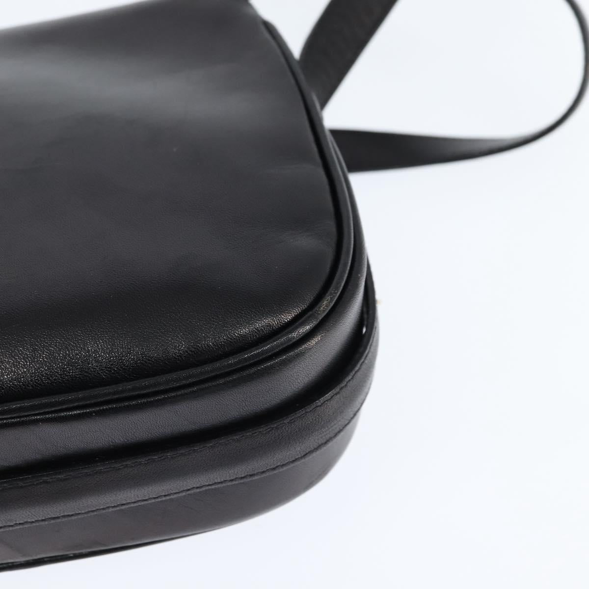 CELINE Shoulder Bag Leather Black Gold Auth bs30310