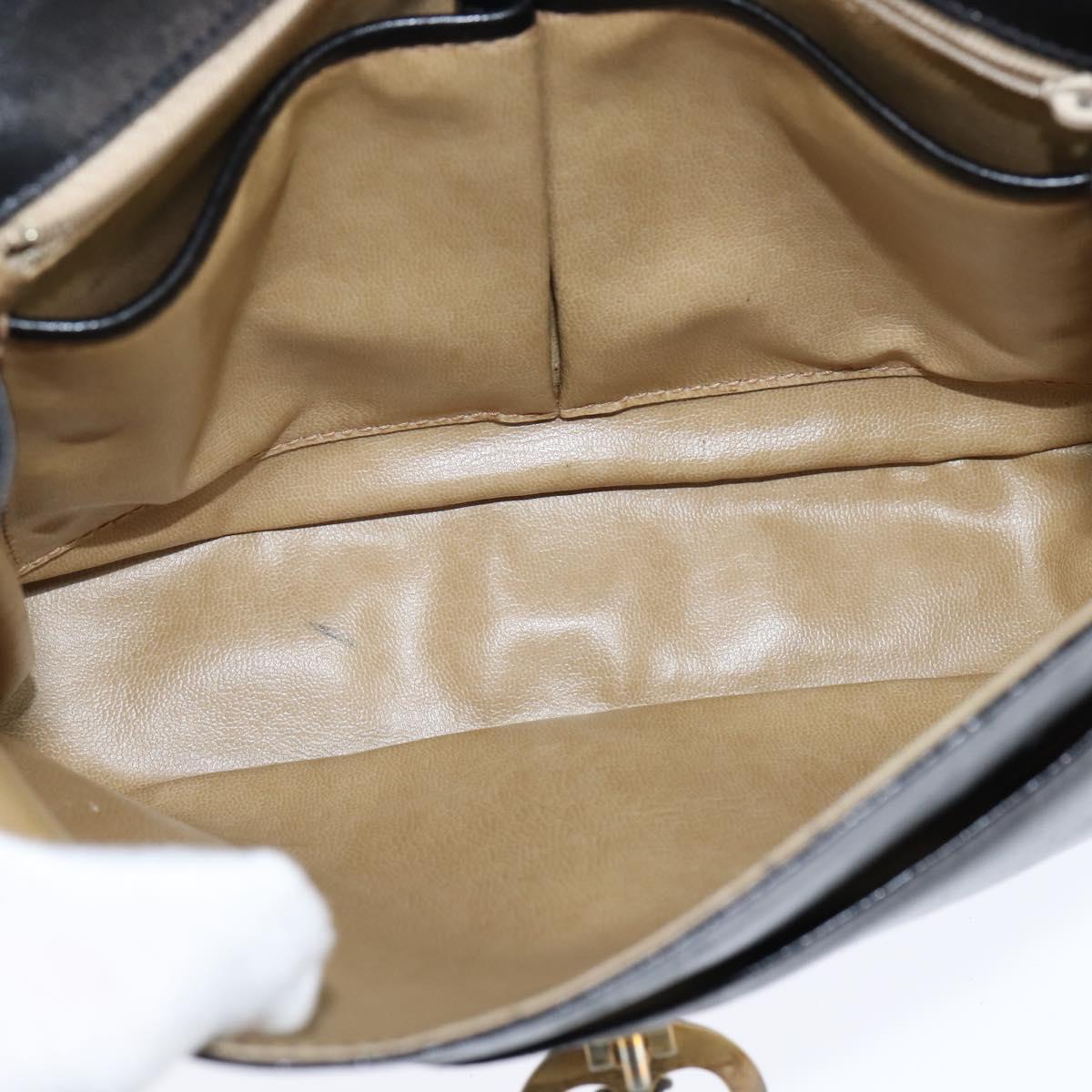 CELINE Shoulder Bag Leather Black Gold Auth bs30310