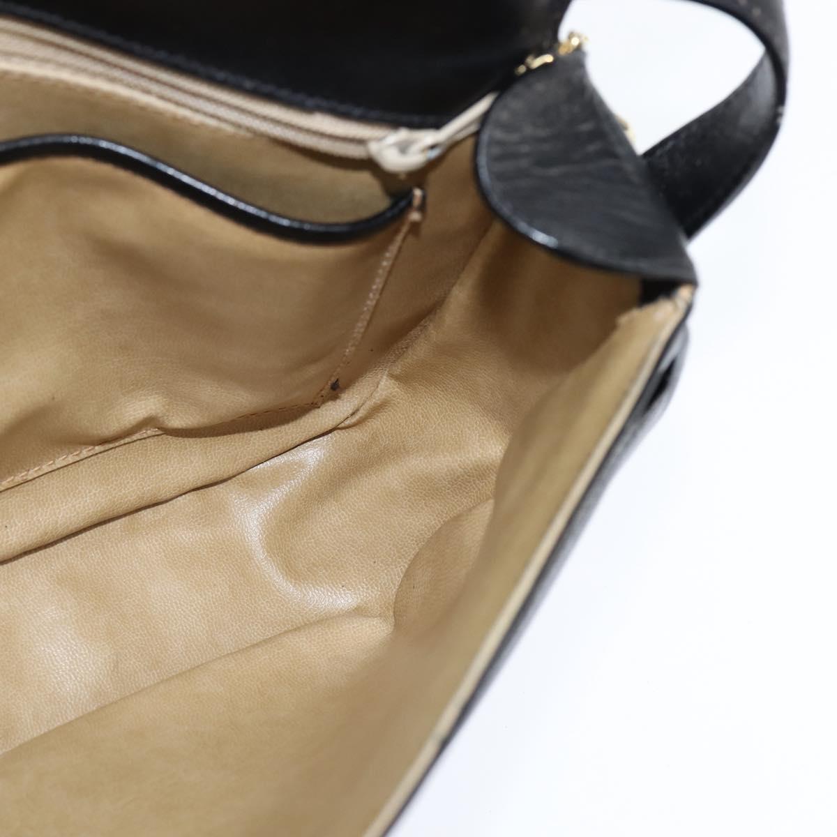 CELINE Shoulder Bag Leather Black Gold Auth bs30310