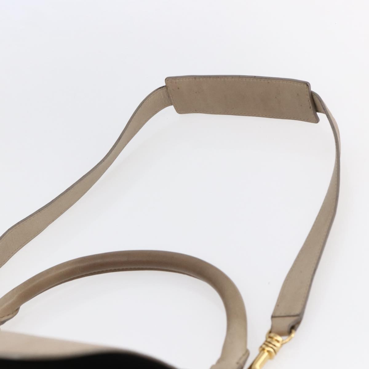 CELINE Trapeze Hand Bag Leather 2way Beige Gold Auth bs30311