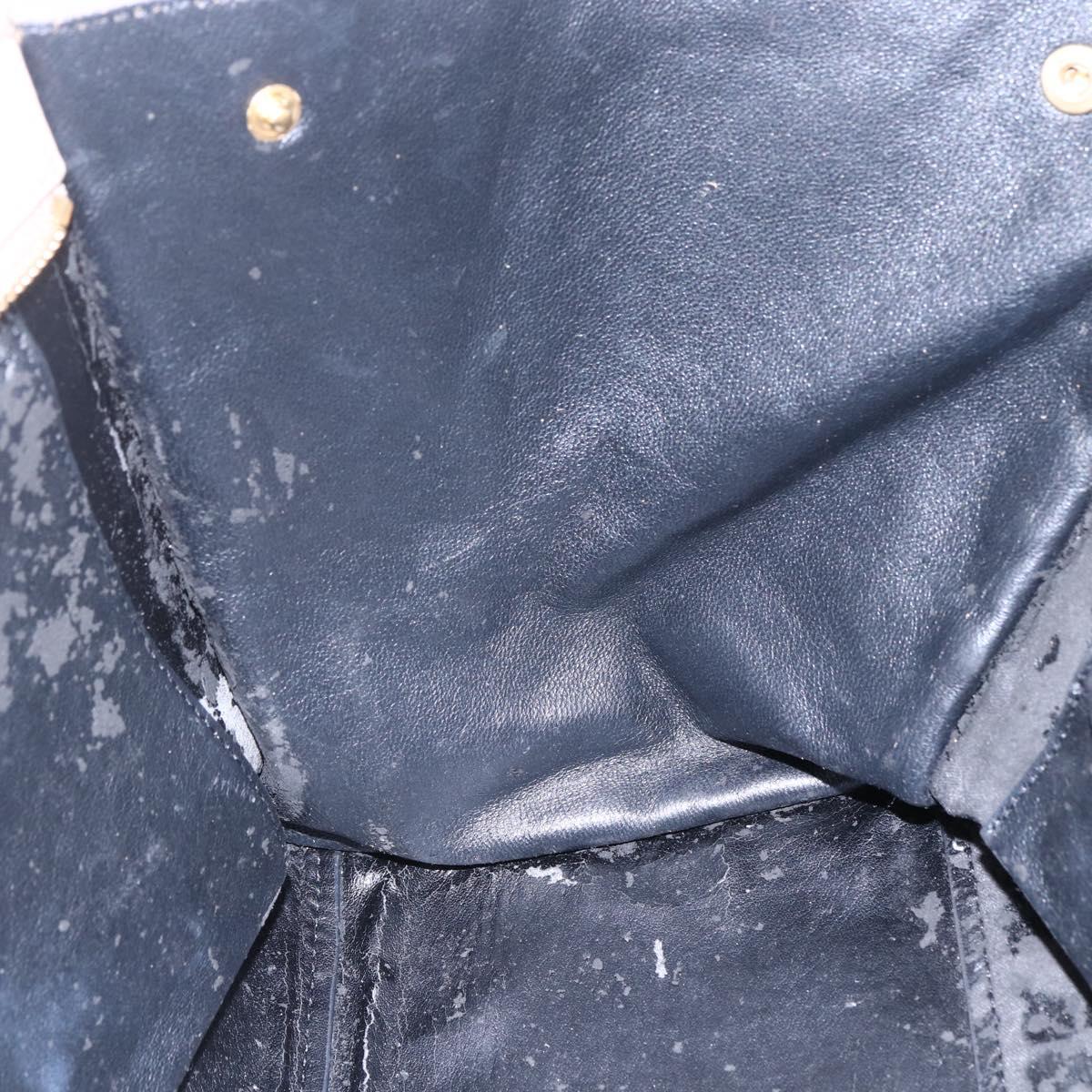 CELINE Trapeze Hand Bag Leather 2way Beige Gold Auth bs30311