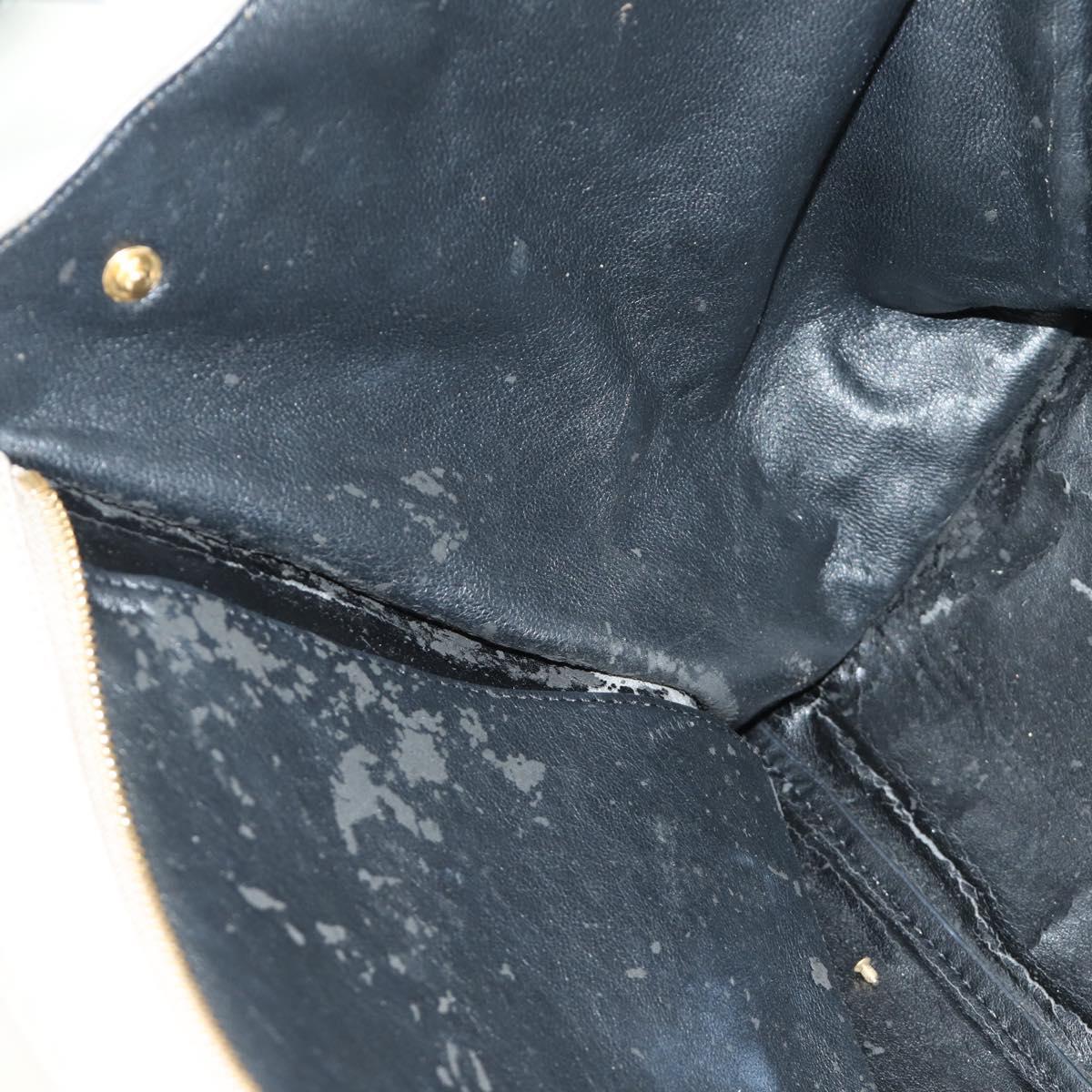 CELINE Trapeze Hand Bag Leather 2way Beige Gold Auth bs30311