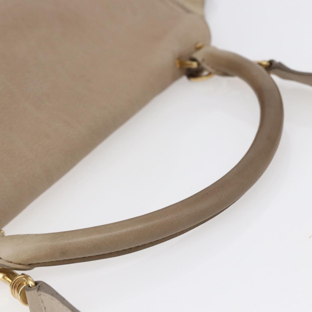 CELINE Trapeze Hand Bag Leather 2way Beige Gold Auth bs30311