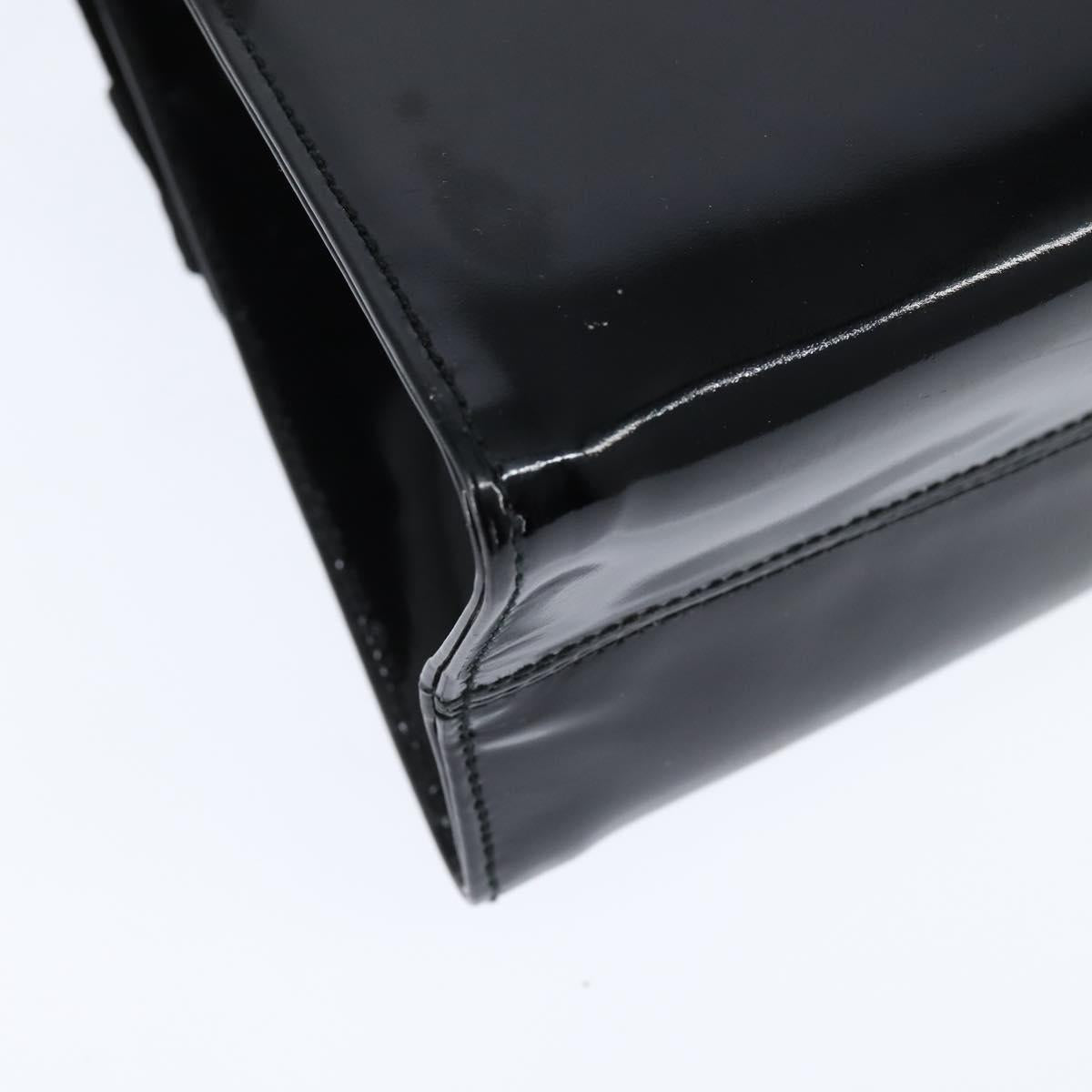 Salvatore Ferragamo Vala Hand Bag Patent leather 2way Black Gold Auth bs30316