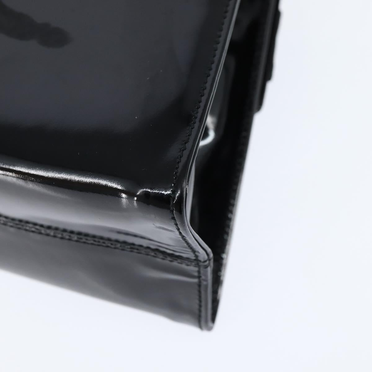 Salvatore Ferragamo Vala Hand Bag Patent leather 2way Black Gold Auth bs30316