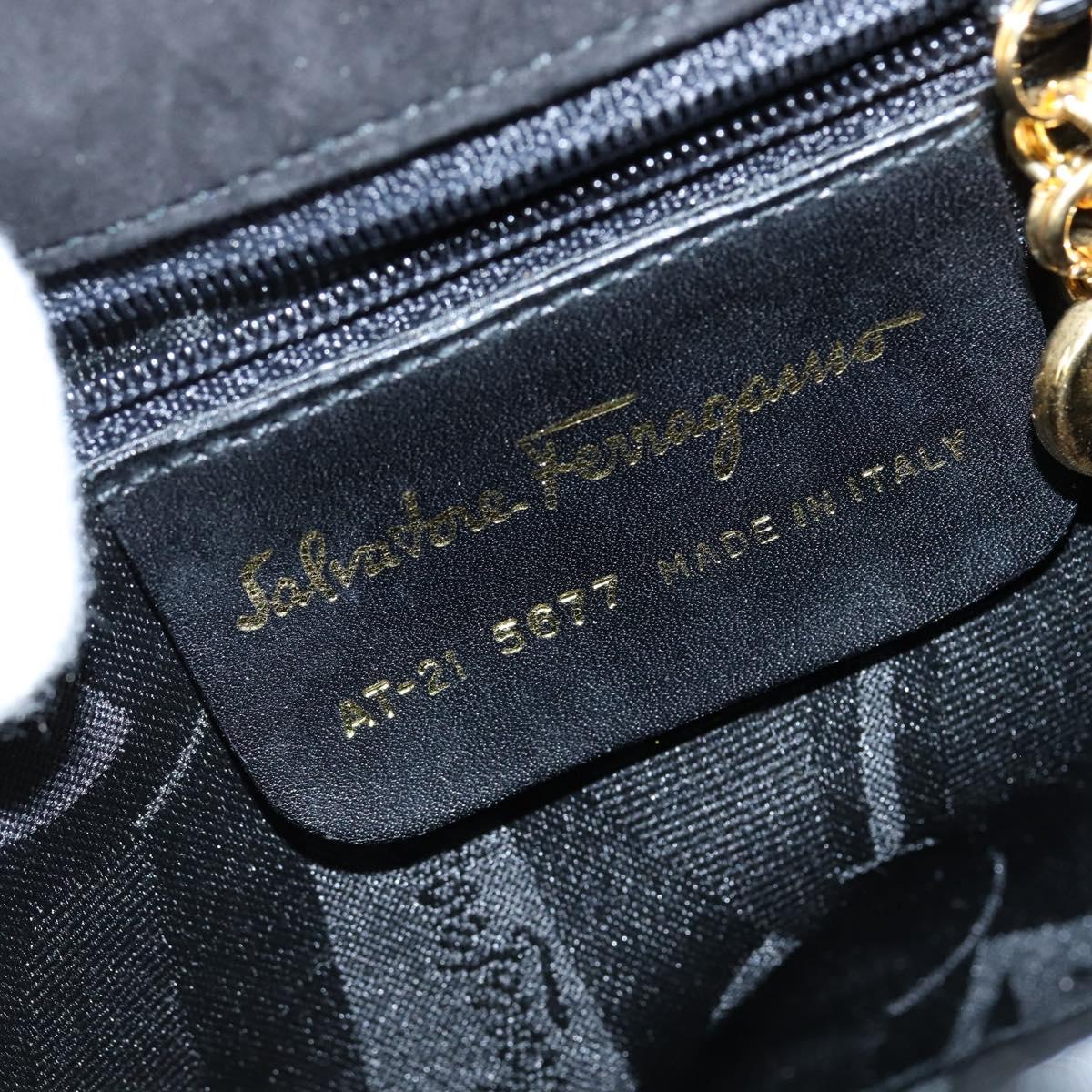 Salvatore Ferragamo Vala Hand Bag Patent leather 2way Black Gold Auth bs30316