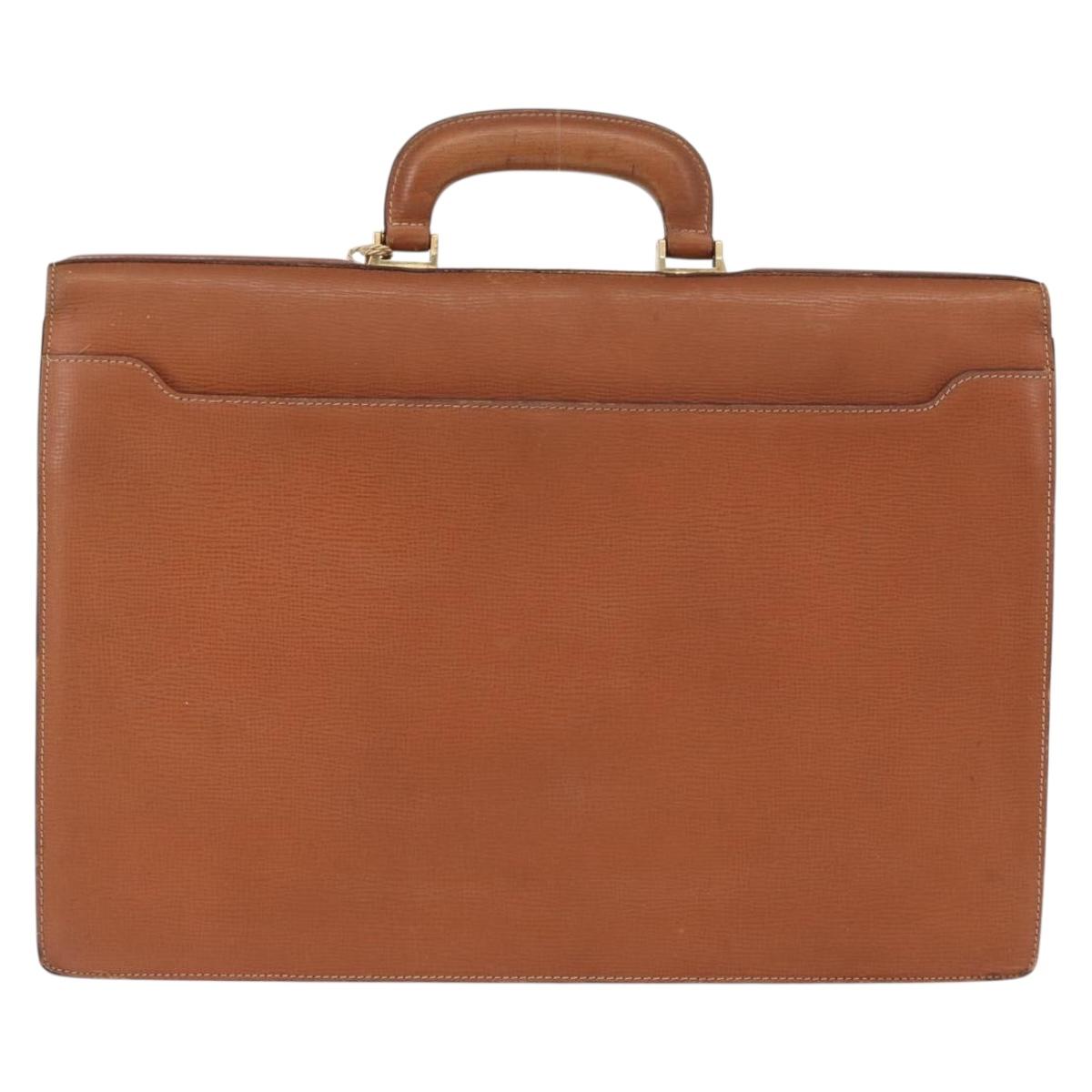 LOEWE Anagram Briefcase Leather Green Gold Auth bs30318