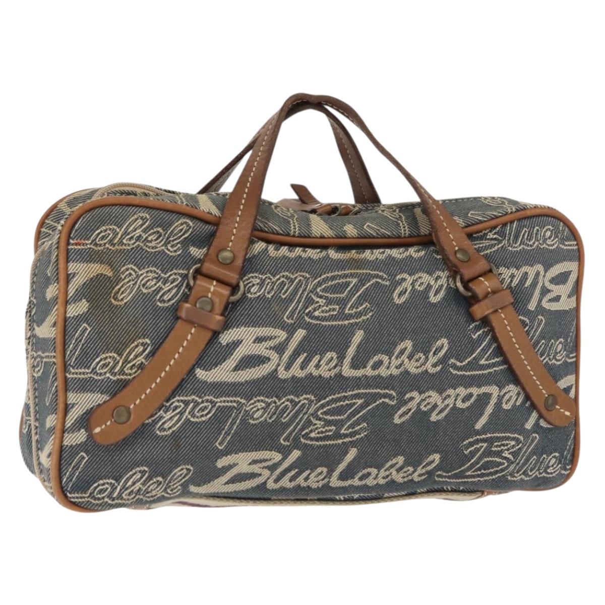 BURBERRY Nova Check Blue Label Hand Bag Denim Blue Auth bs30332