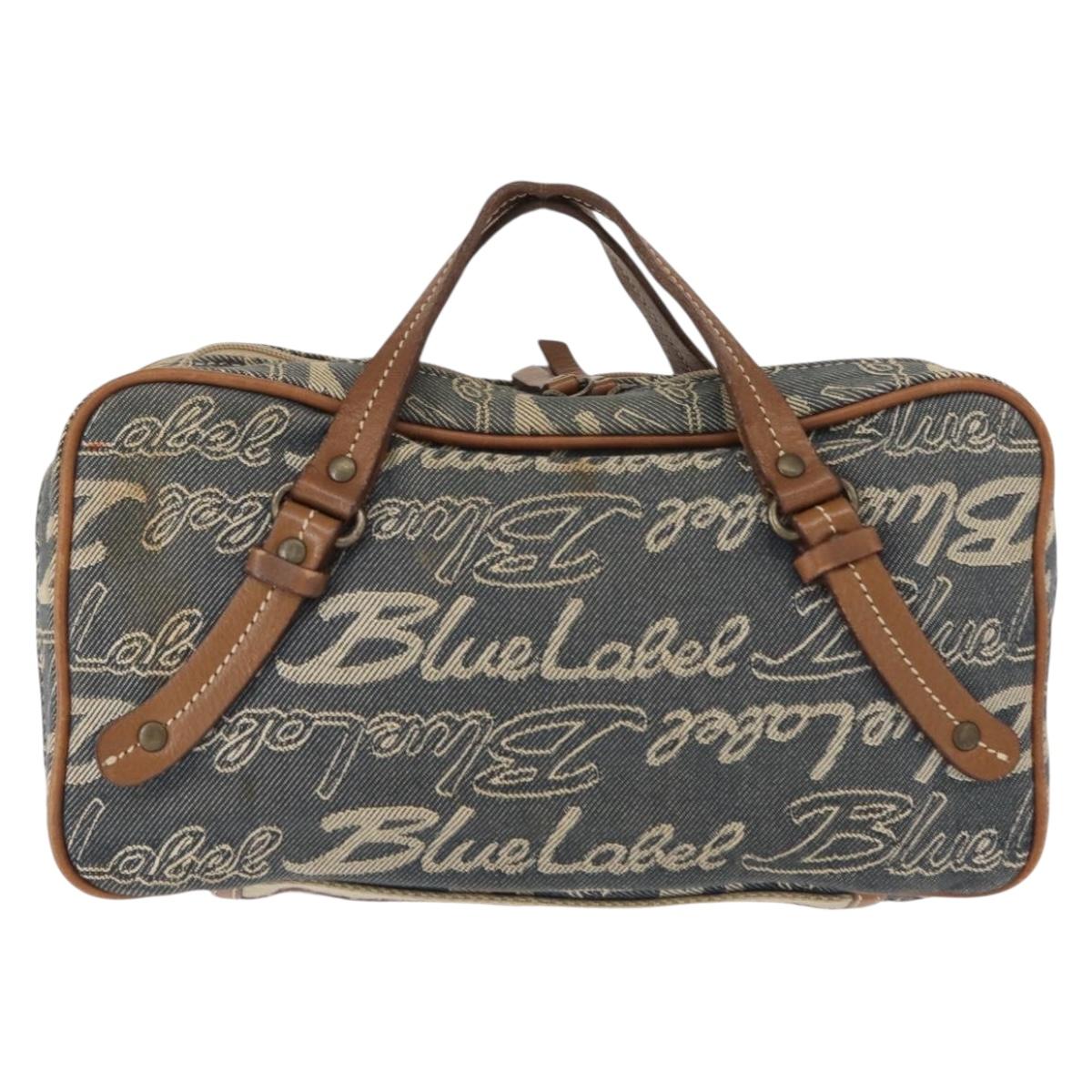 BURBERRY Nova Check Blue Label Hand Bag Denim Blue Auth bs30332