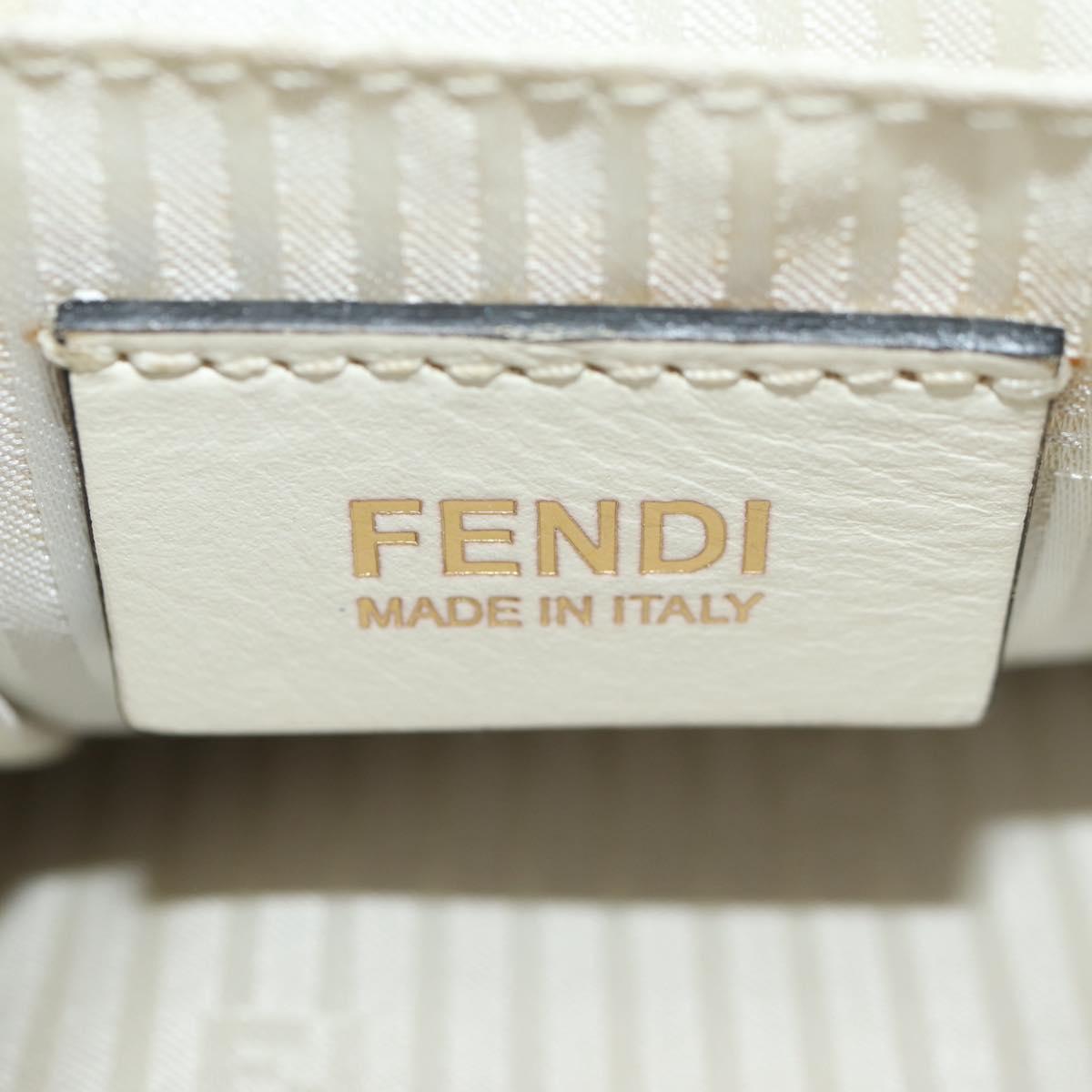 FENDI 2Jours Hand Bag Leather 2way White Gold Auth bs30333