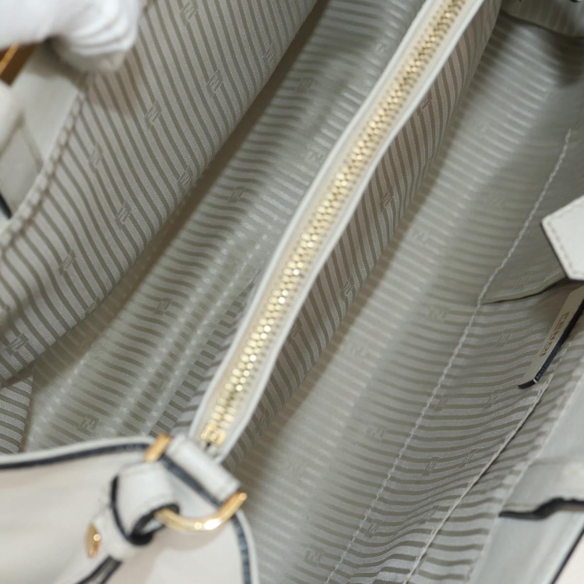 FENDI 2Jours Hand Bag Leather 2way White Gold Auth bs30333