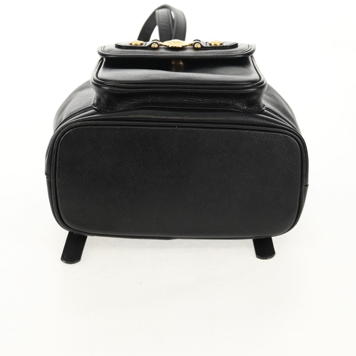 Gianni Versace Sunburst Backpack Leather Black Gold Auth bs30337