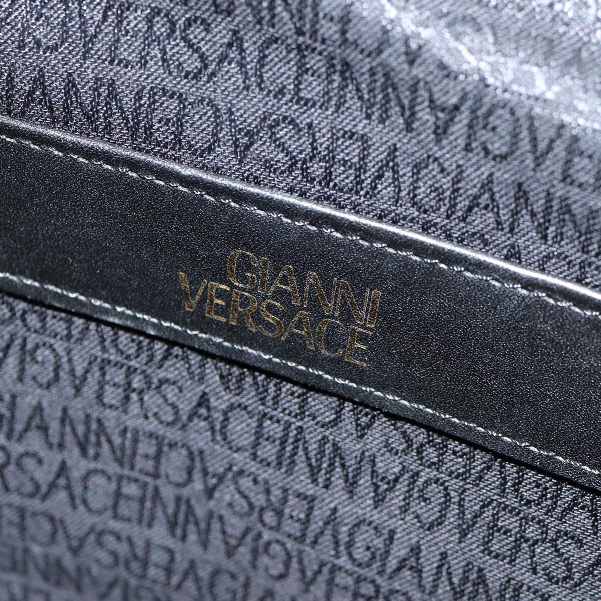 Gianni Versace Sunburst Backpack Leather Black Gold Auth bs30337