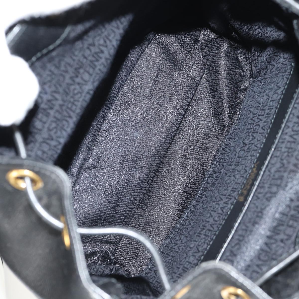 Gianni Versace Sunburst Backpack Leather Black Gold Auth bs30337