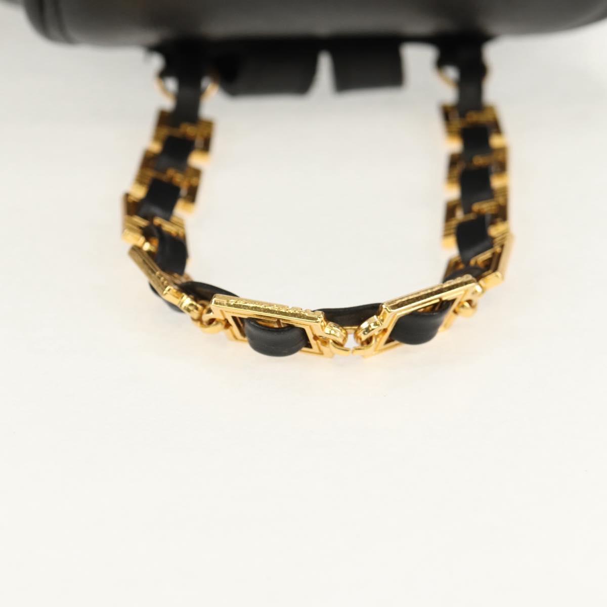 Gianni Versace Sunburst Backpack Leather Black Gold Auth bs30337