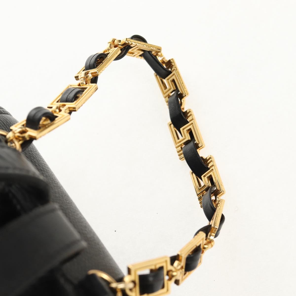 Gianni Versace Sunburst Backpack Leather Black Gold Auth bs30337