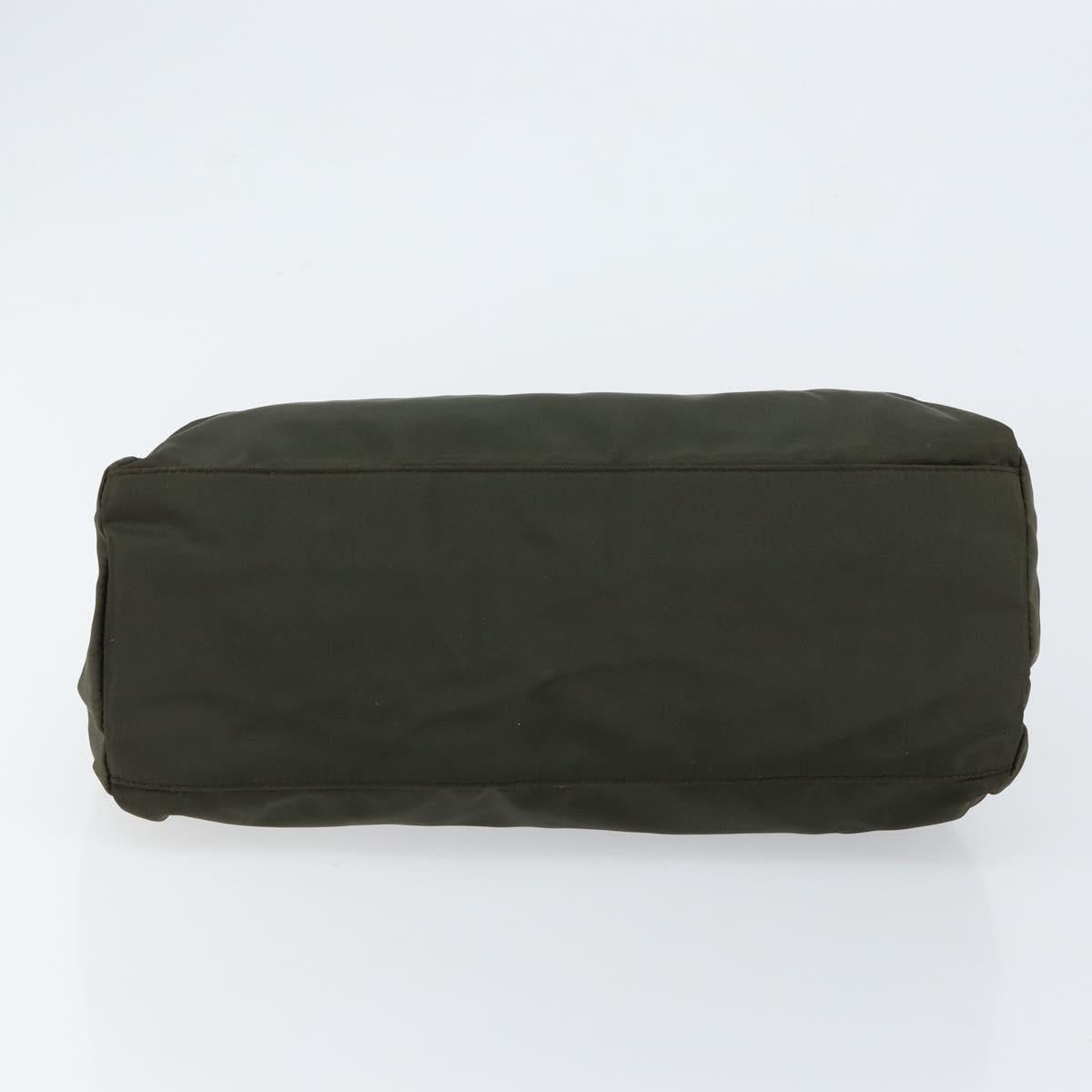 PRADA Tote Bag Nylon Khaki Silver Auth bs30343