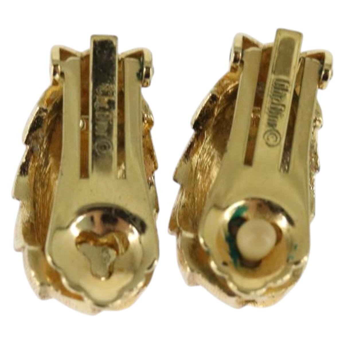 Christian Dior Earring metal Gold Auth bs30345