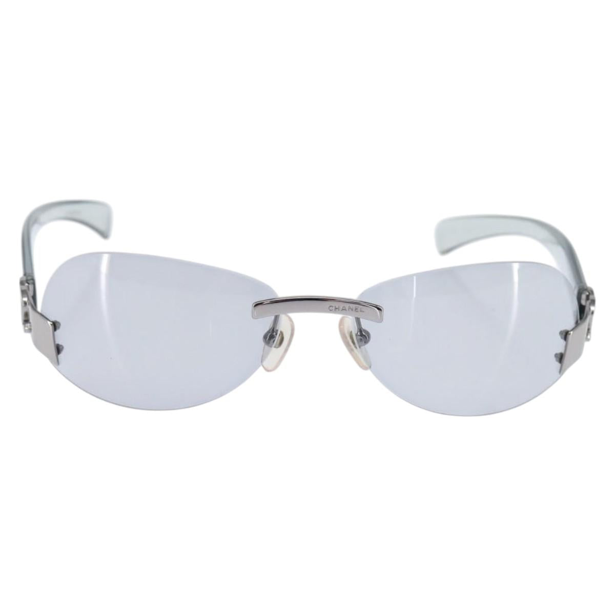 CHANEL COCO Mark Sunglasses plastic Clear CC Auth bs30357